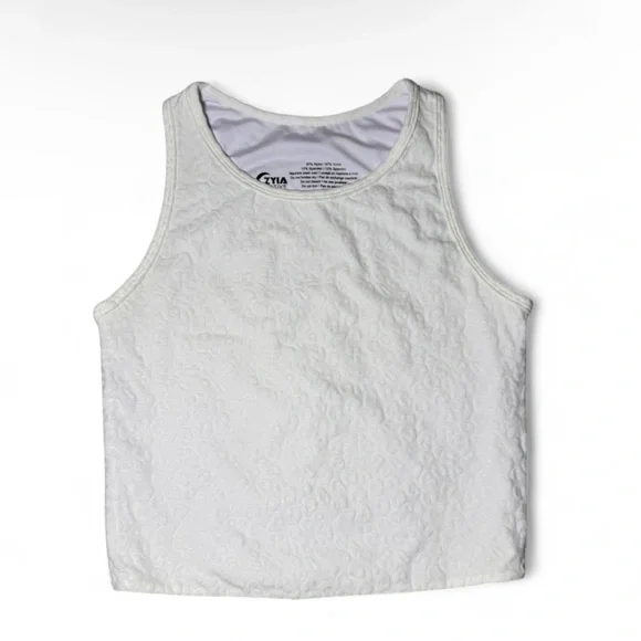 Zyia active white leopard print crop top workout yoga tank top 🪐 - Picture 2 of 5